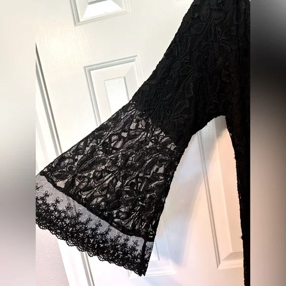 L&B Black Lace Western Style Dress Size S/M - Picture 3 of 16